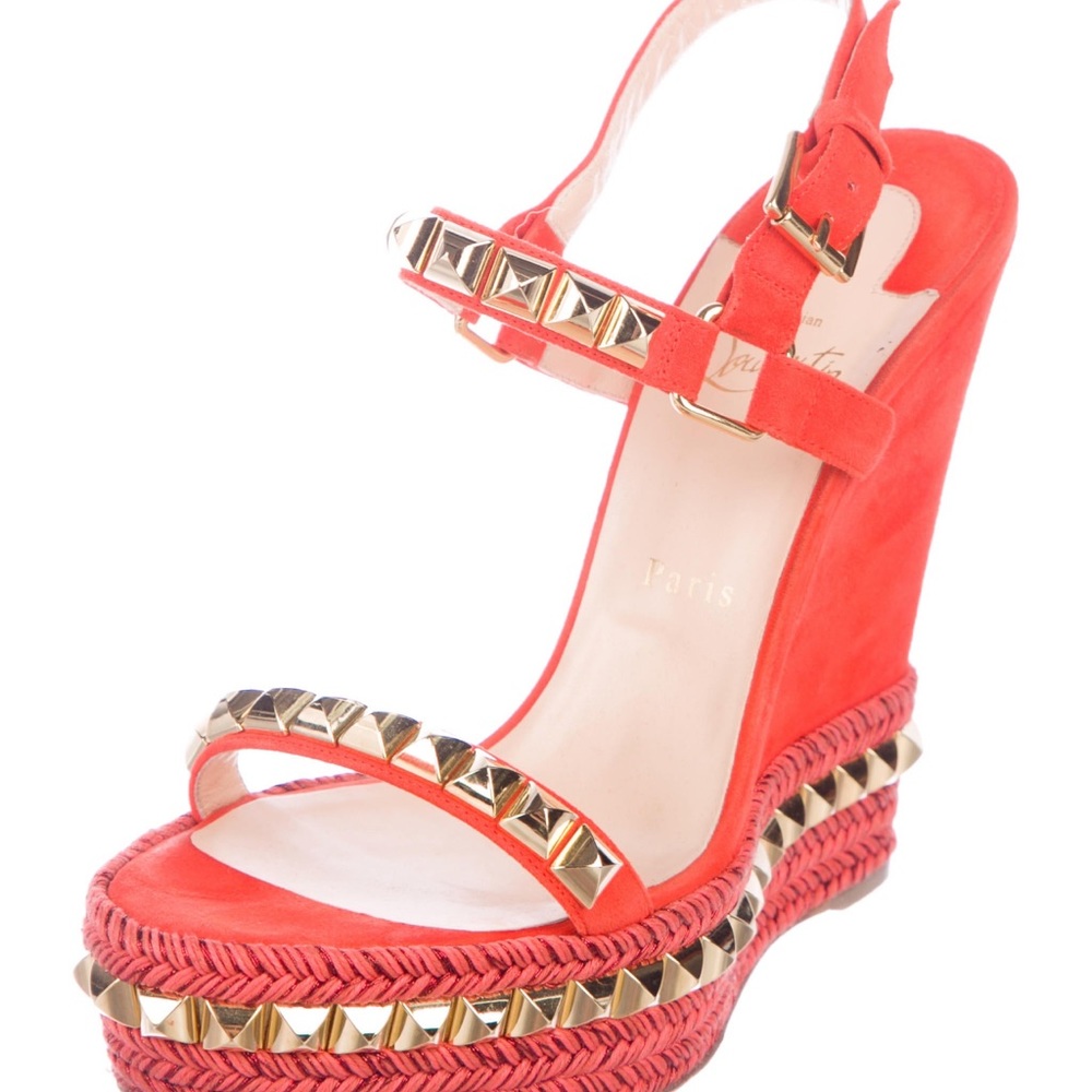 Christian Louboutin Orange & Gold Wedges - Size 40 (10 US)